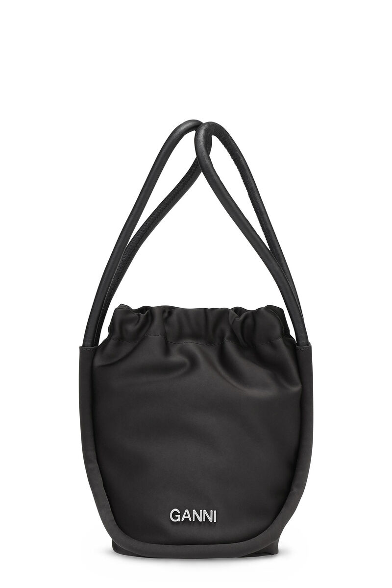 Knot Mini Purse, Recycled Leather, in colour Black - 1 - GANNI