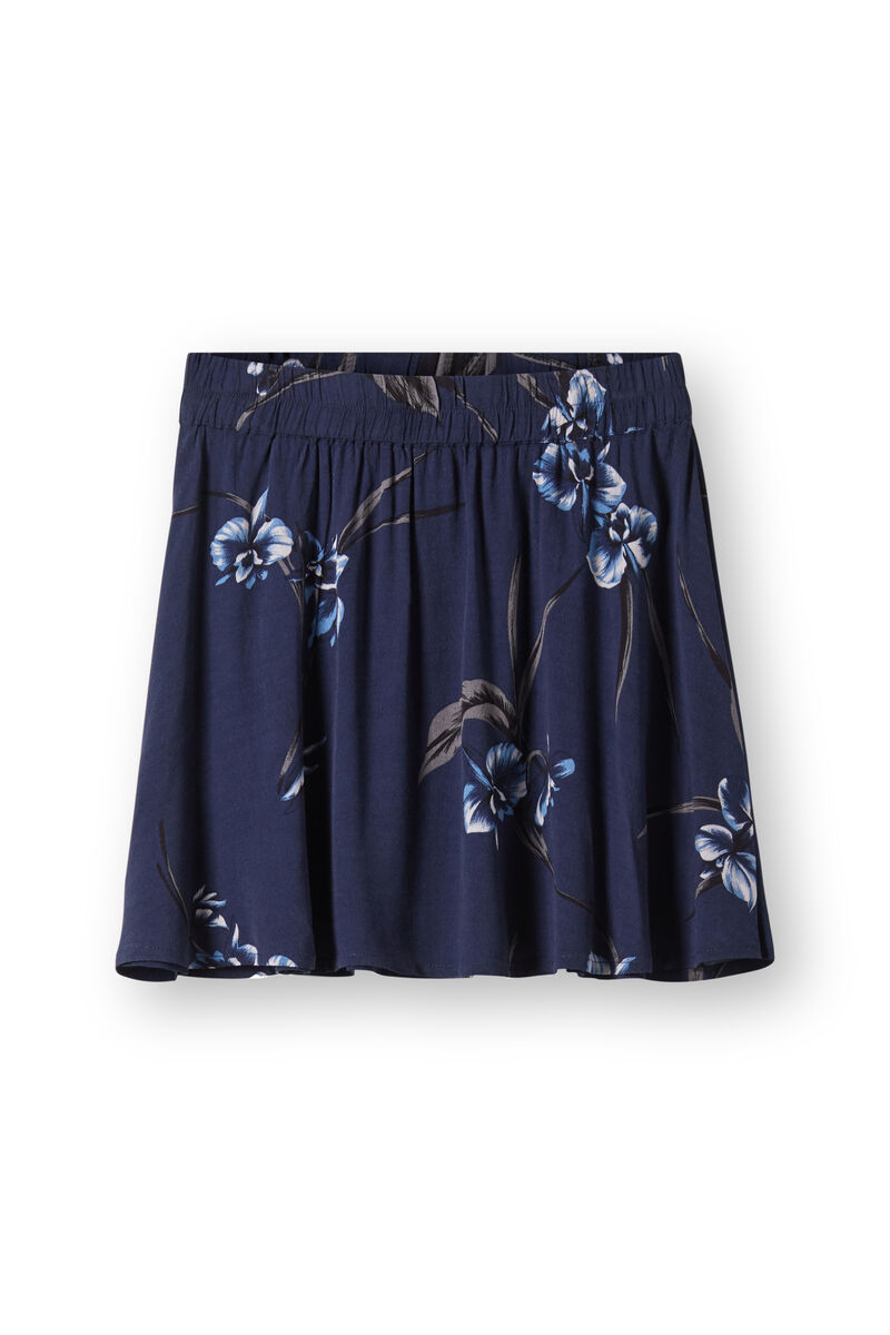 Akina Crepe Skirt, in colour Iris Orchid - 1 - GANNI