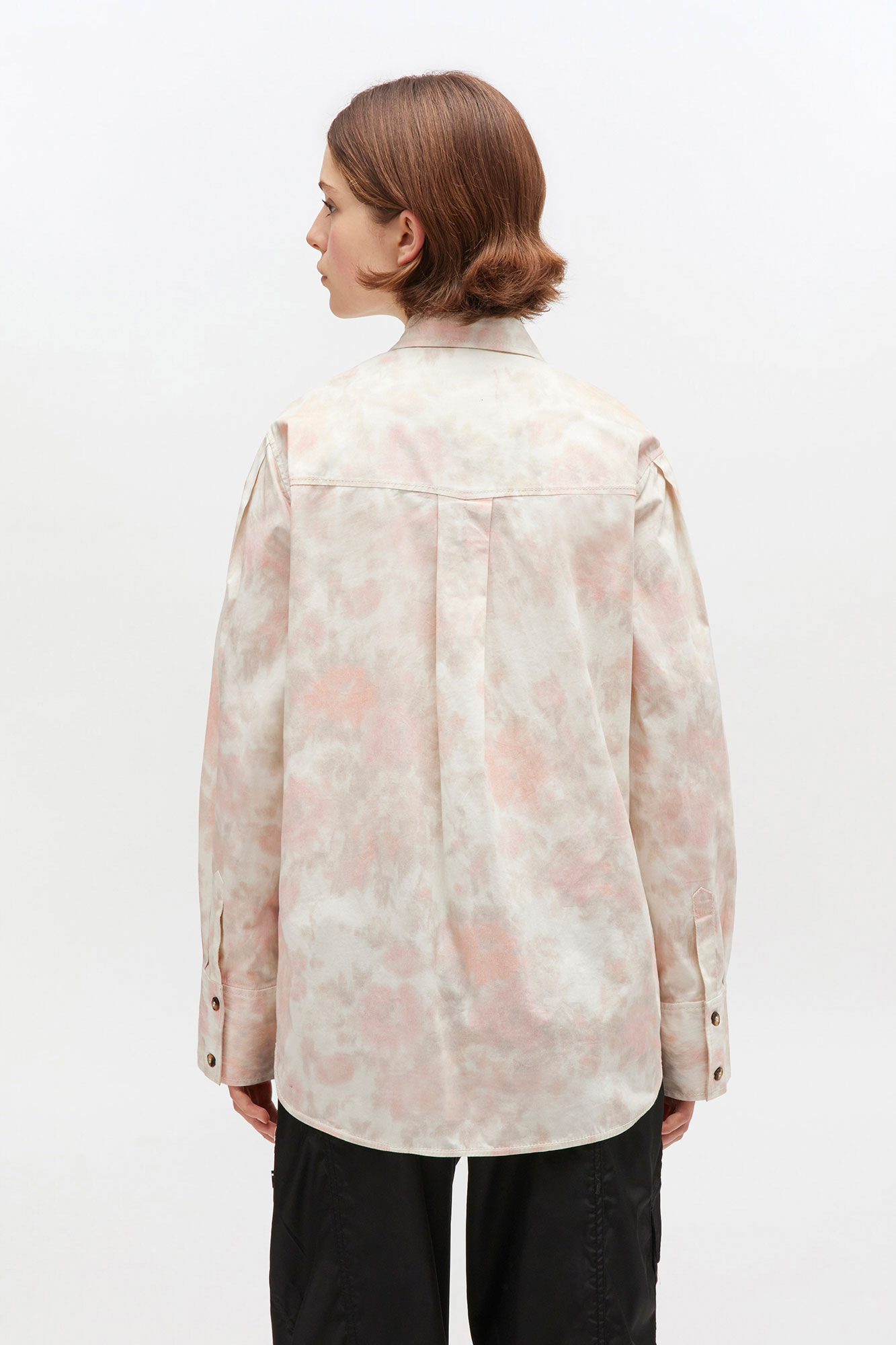 Floral Circle Collar Shirt, Elastane, in colour Bright White - 3 - GANNI