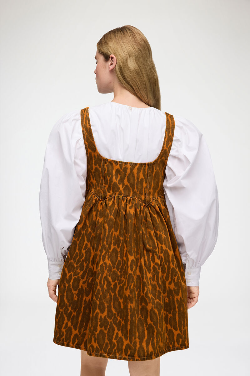 Kjole i leopard denim, Organic Cotton, in colour Autumn Maple - 3 - GANNI