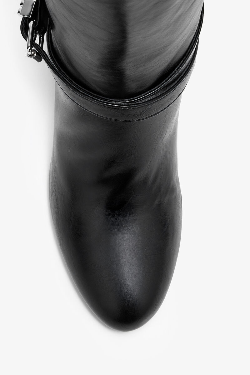 Kat High Boot in Black, Recycled Leather, in colour Black - 3 - GANNI