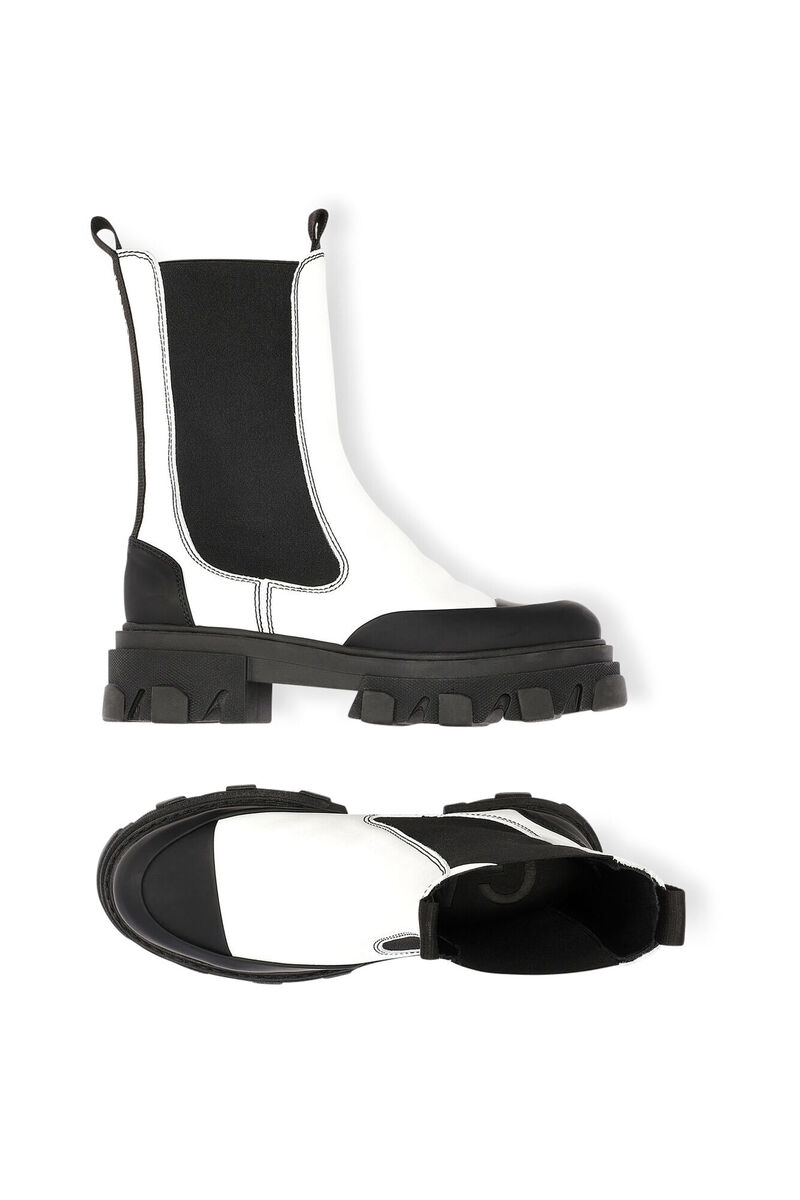 Calf Leather Mid Chelsea Boot, Leather, in colour Egret - 2 - GANNI
