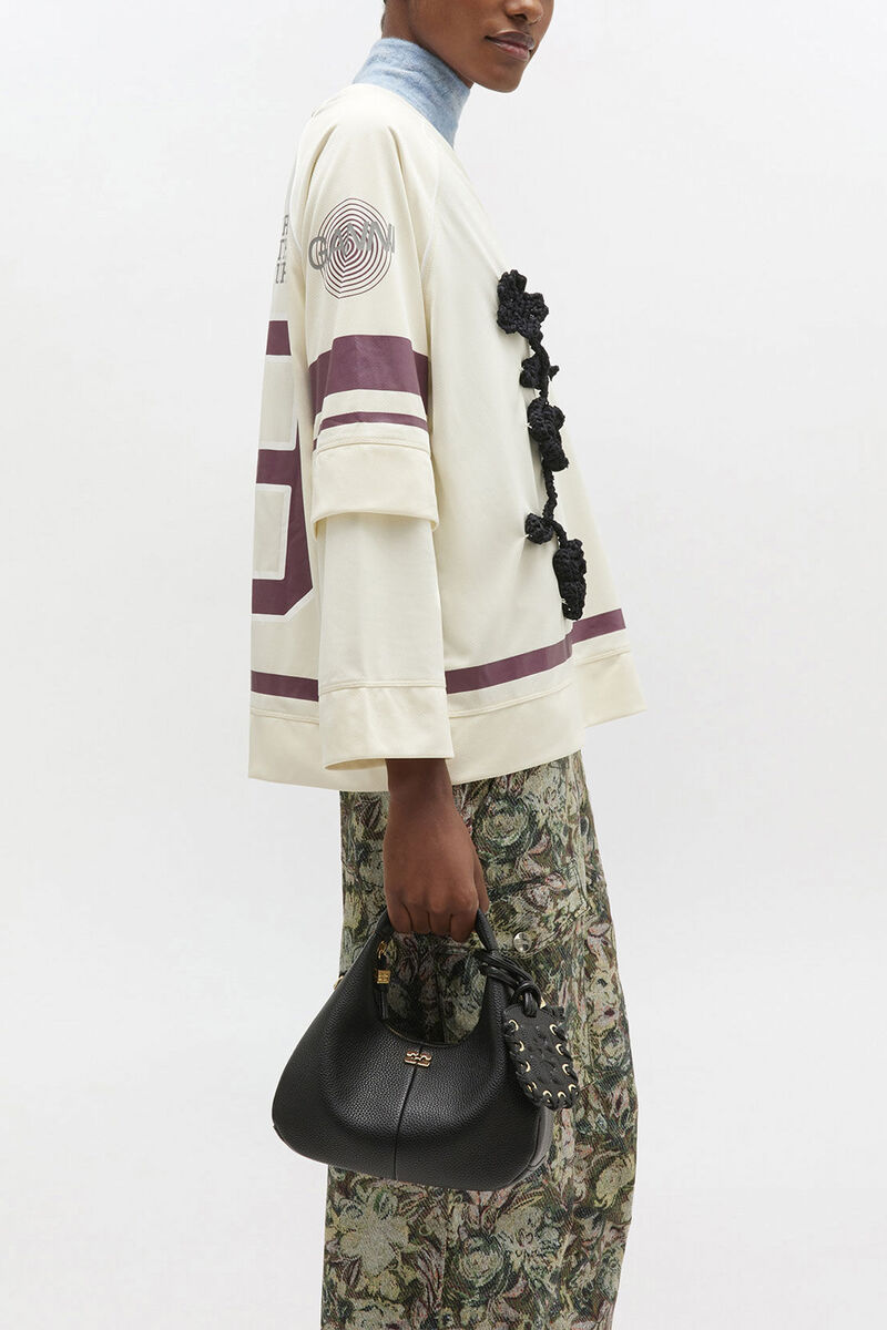 Schwarze Mini-Hobo-Tasche, Recycled Polyester, in colour Black - 1 - GANNI