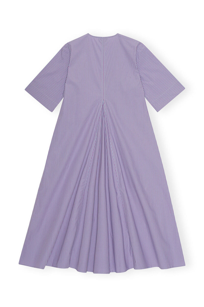 Stripe Cotton V-Neck Maxi Dress, Cotton, in colour Forever Blue - 2 - GANNI