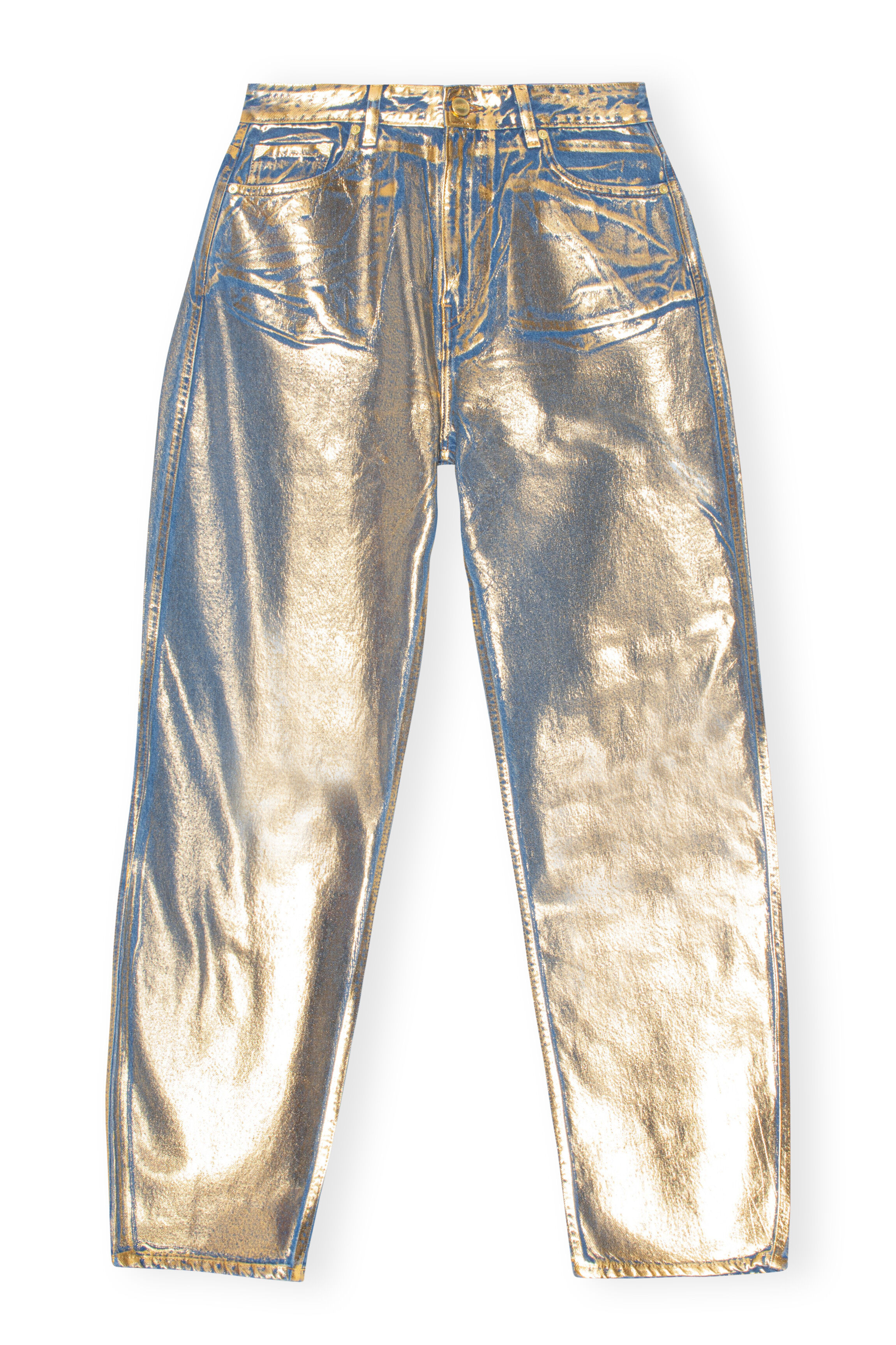 Ganni Denim Bedruckte High-Rise Flared Jeans Damen Bekleidung Jeans Schlagjeans 