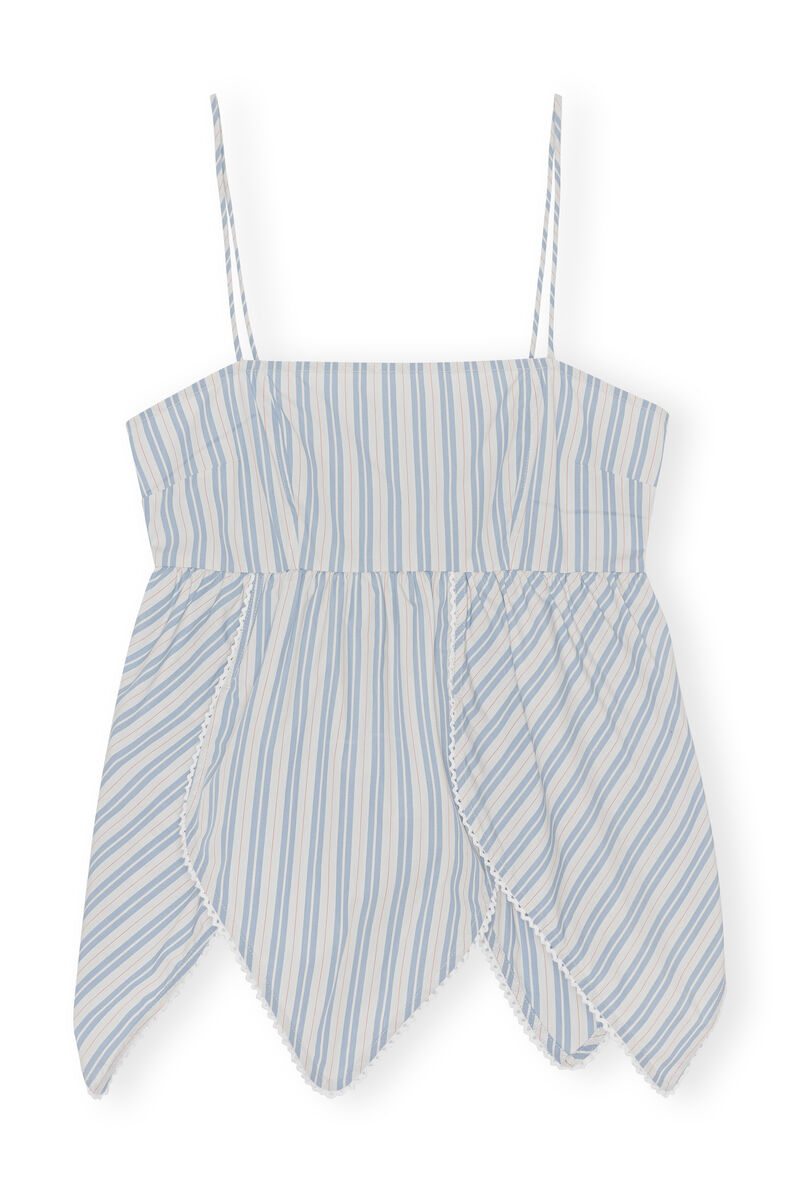 Babydoll Tulip Top, Cotton, in colour Forever Blue - 1 - GANNI