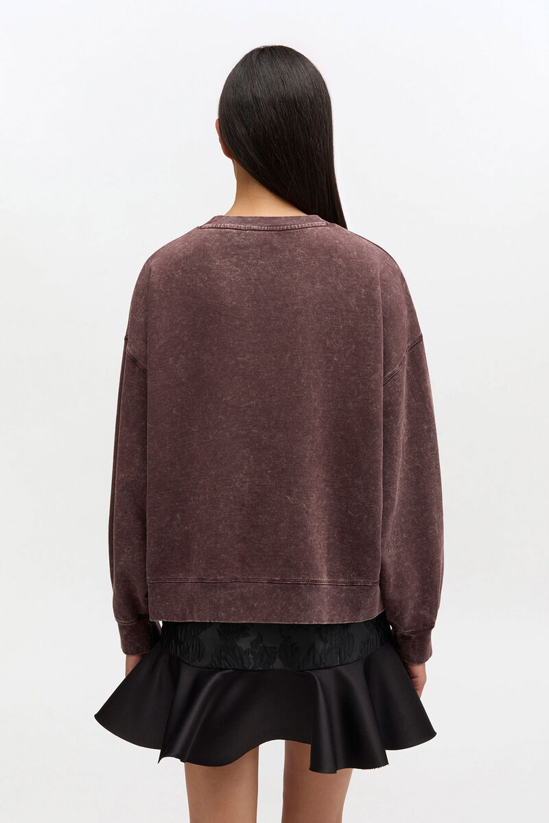 Vintage Wash Sweatshirt, in colour Chocolate Plum - 3 - GANNI