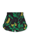 Ruffled Beach Shorts, Cotton, in colour Banana Tree Black - 2 - GANNI
