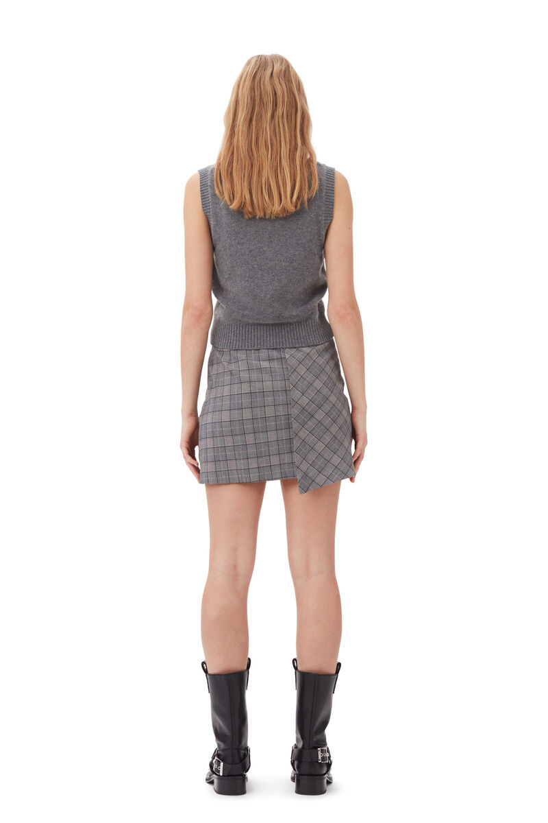 Grey Graphic Wool Vest, Recycled Polyamide, in colour Frost Gray - 4 - GANNI