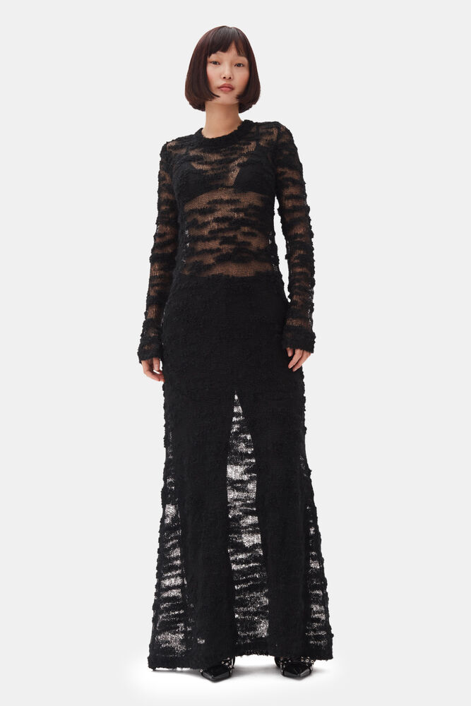 Black Boucle Maxi Dress, Black