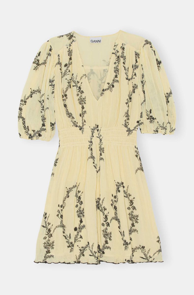 Minikleid mit V-Ausschnitt, Polyester, in colour Floral Shadow Flan - 1 - GANNI