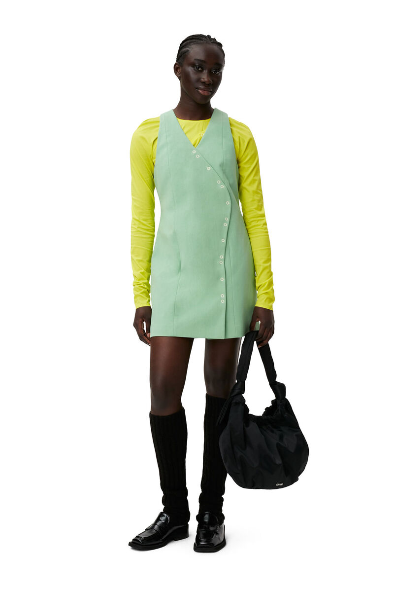 Suiting Mini Dress, Cotton, in colour Peapod - 7 - GANNI