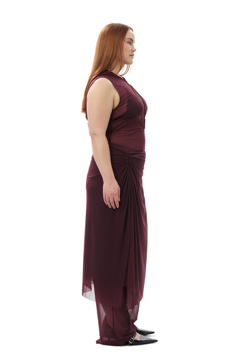 GANNI x Paloma Elsesser Mesh Sleeveless Layer Kleid, Recycled Nylon, in colour Port Royale - 3 - GANNI