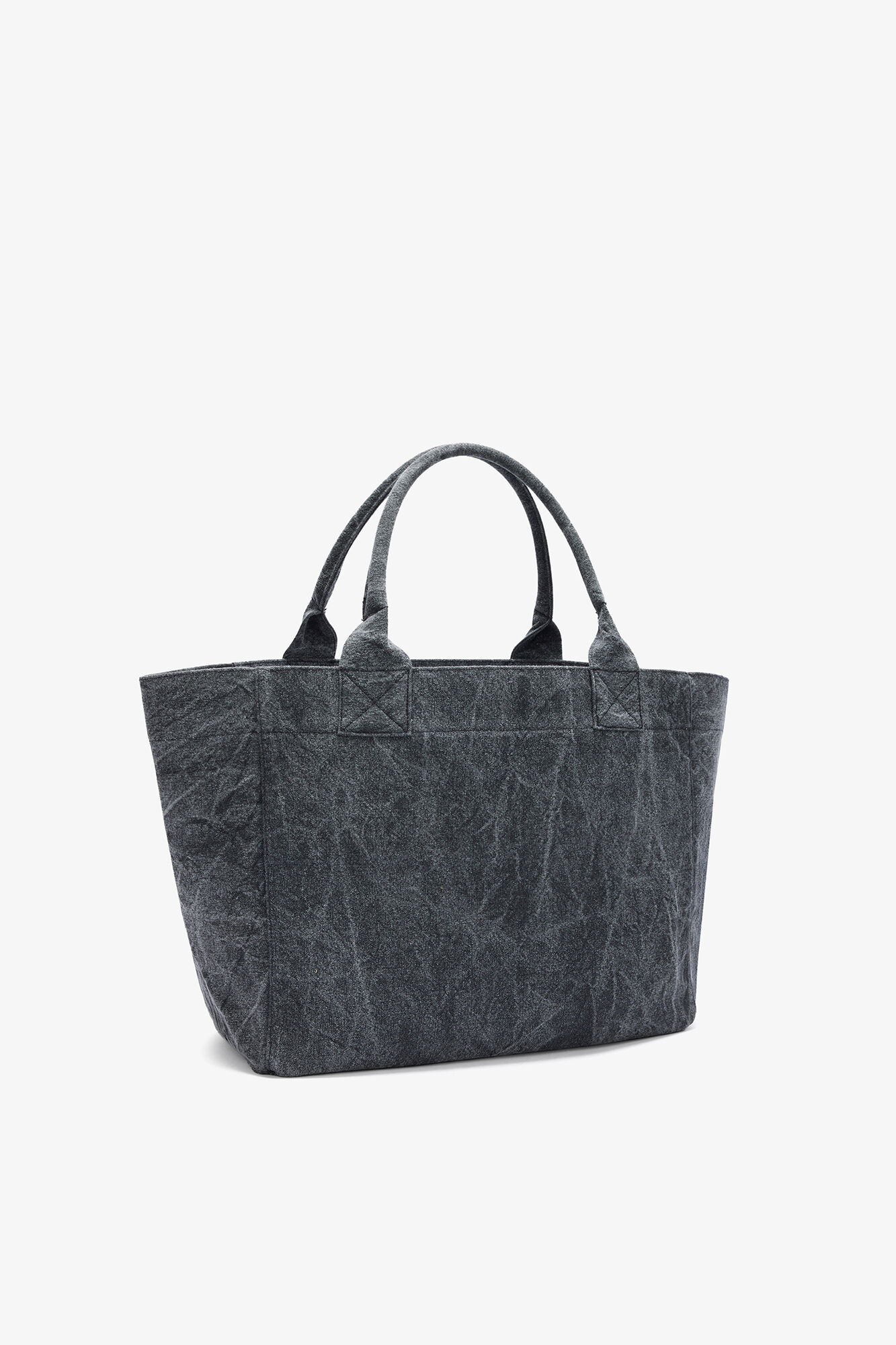 Mellemstor tote-taske i sort, Recycled Cotton, in colour Black Oyster - 2 - GANNI