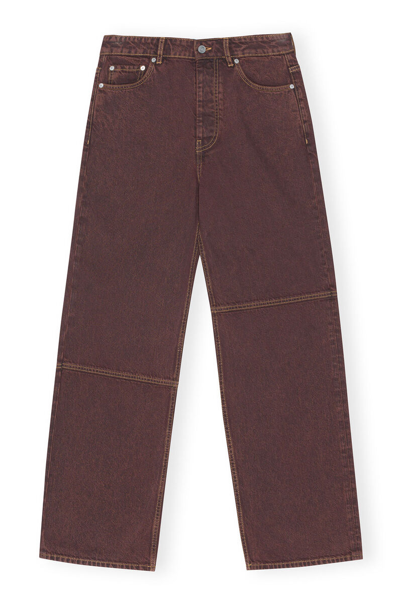 Overdyed Bleach Izey Jeans, Cotton, in colour Shaved Chocolate - 1 - GANNI