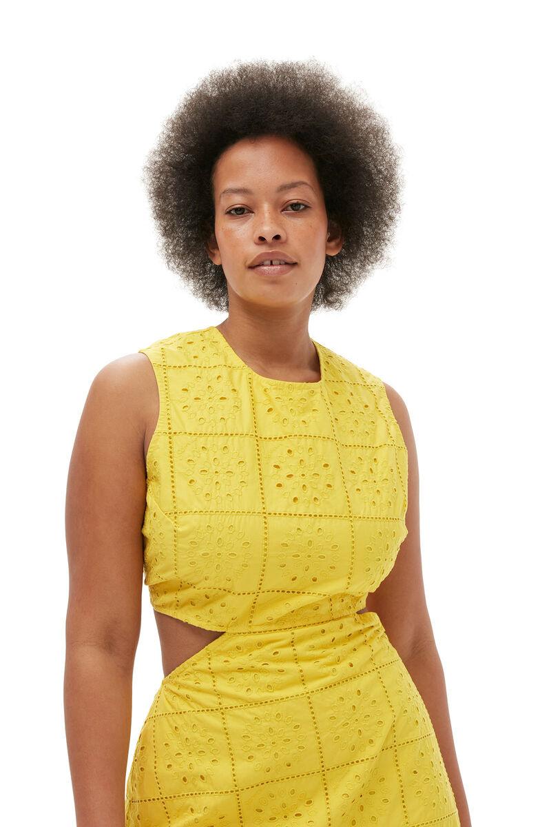 Broderie Anglaise Two Piece Dress, Cotton, in colour Maize - 8 - GANNI
