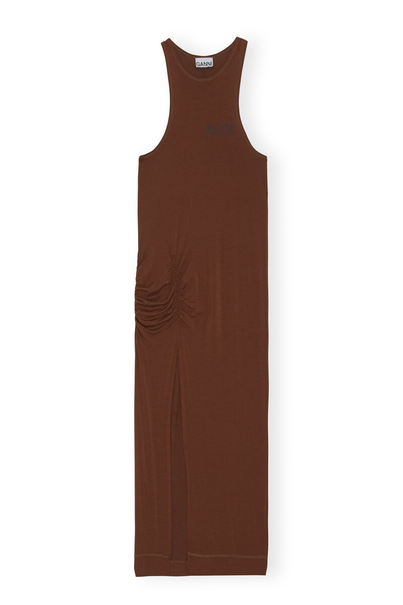 Racerback Midi Dress, Elastane, in colour Root Beer - 1 - GANNI