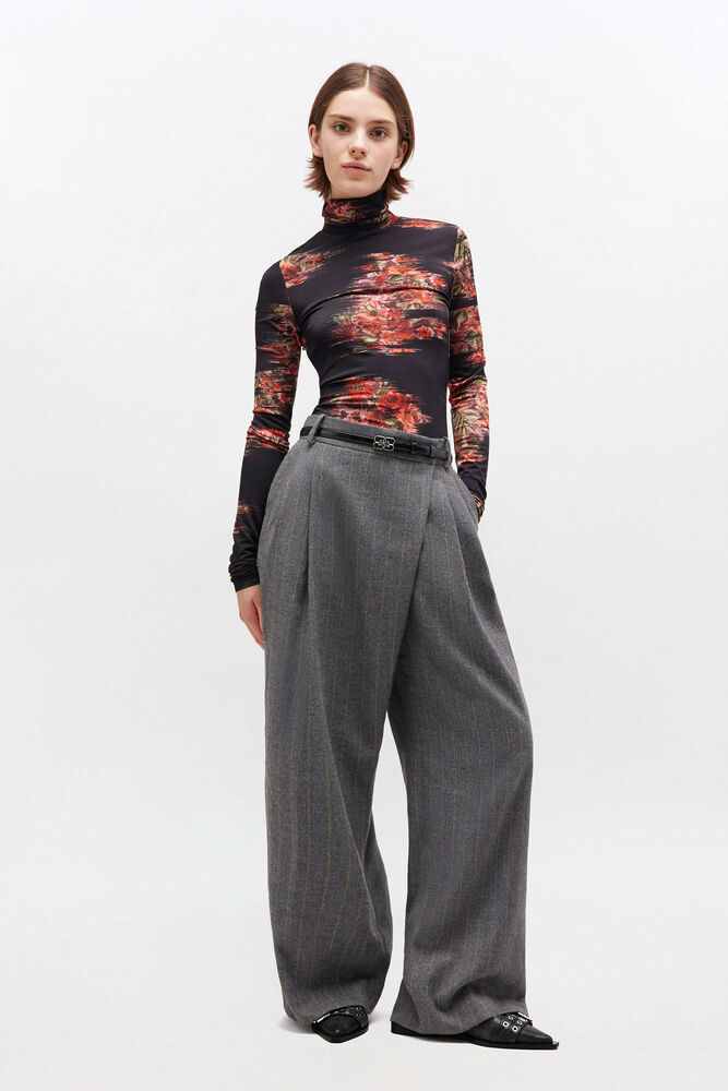 Pantalon croisé à rayures grises, Pewter