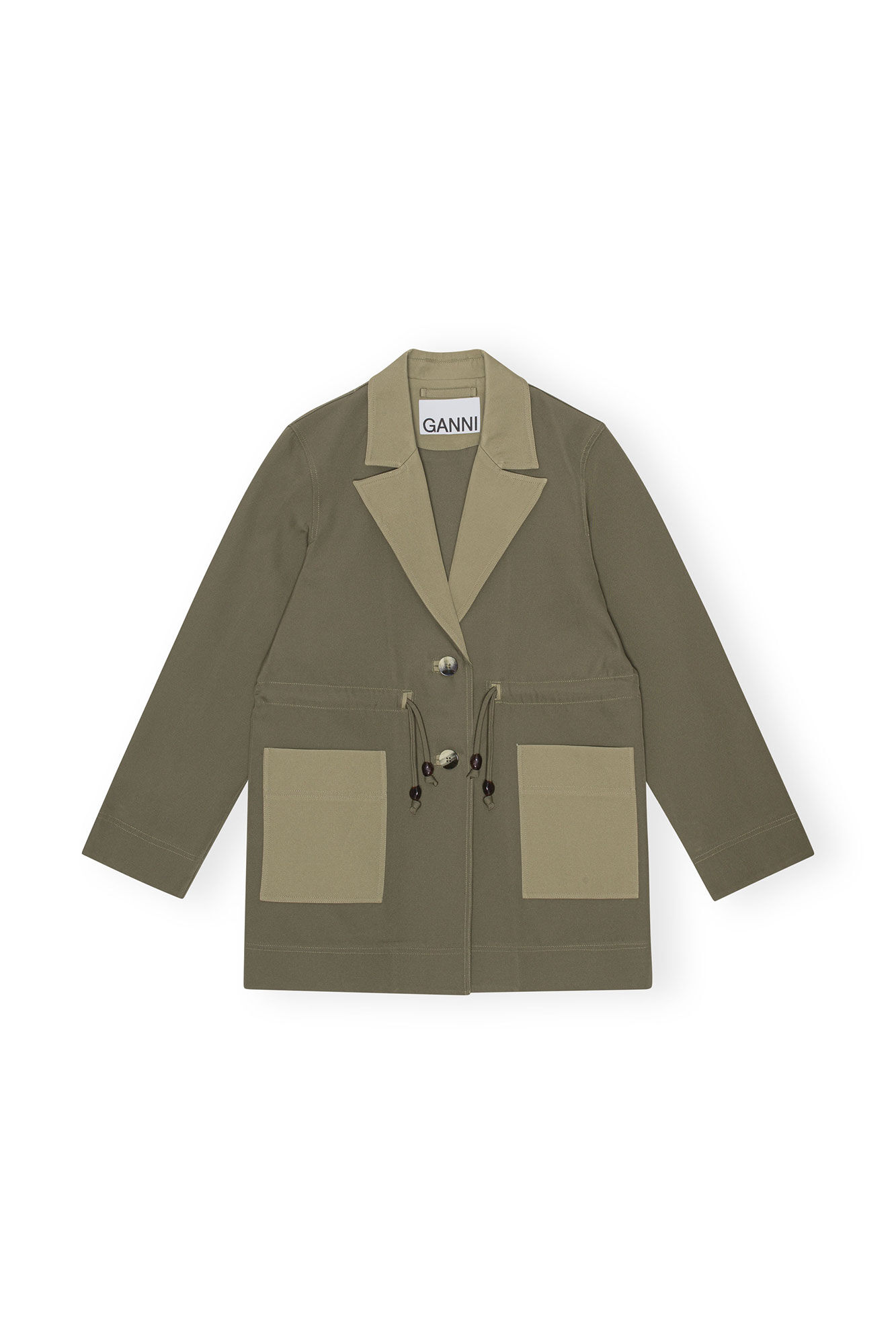 Schwere Twill-Jacke, Recycled Polyester, in colour Kalamata - 1 - GANNI