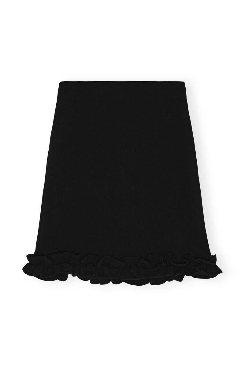 Black Bonded Crepe Nederdel, Polyester, in colour Black - 1 - GANNI