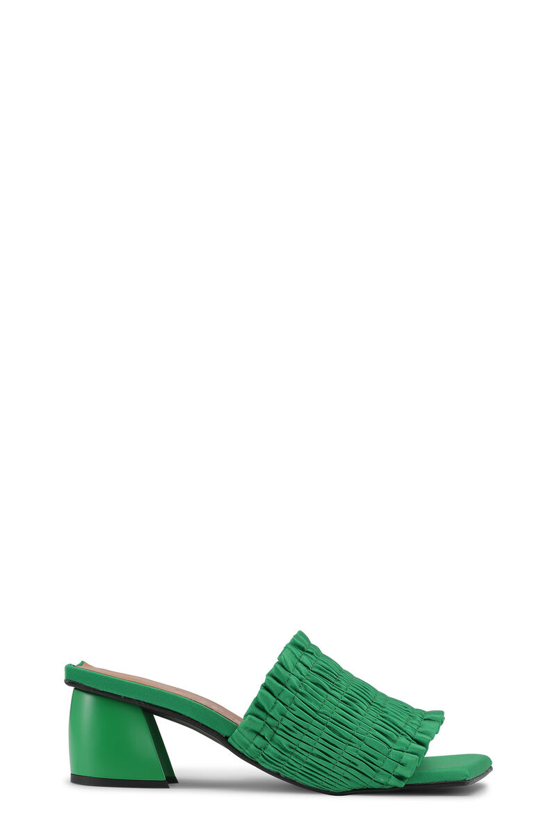 Smock Kitten Heel Mules, Polyester, in colour Kelly Green - 1 - GANNI