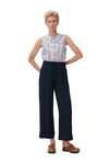Cropped Trousers, Viscose, in colour Sky Captain - 1 - GANNI