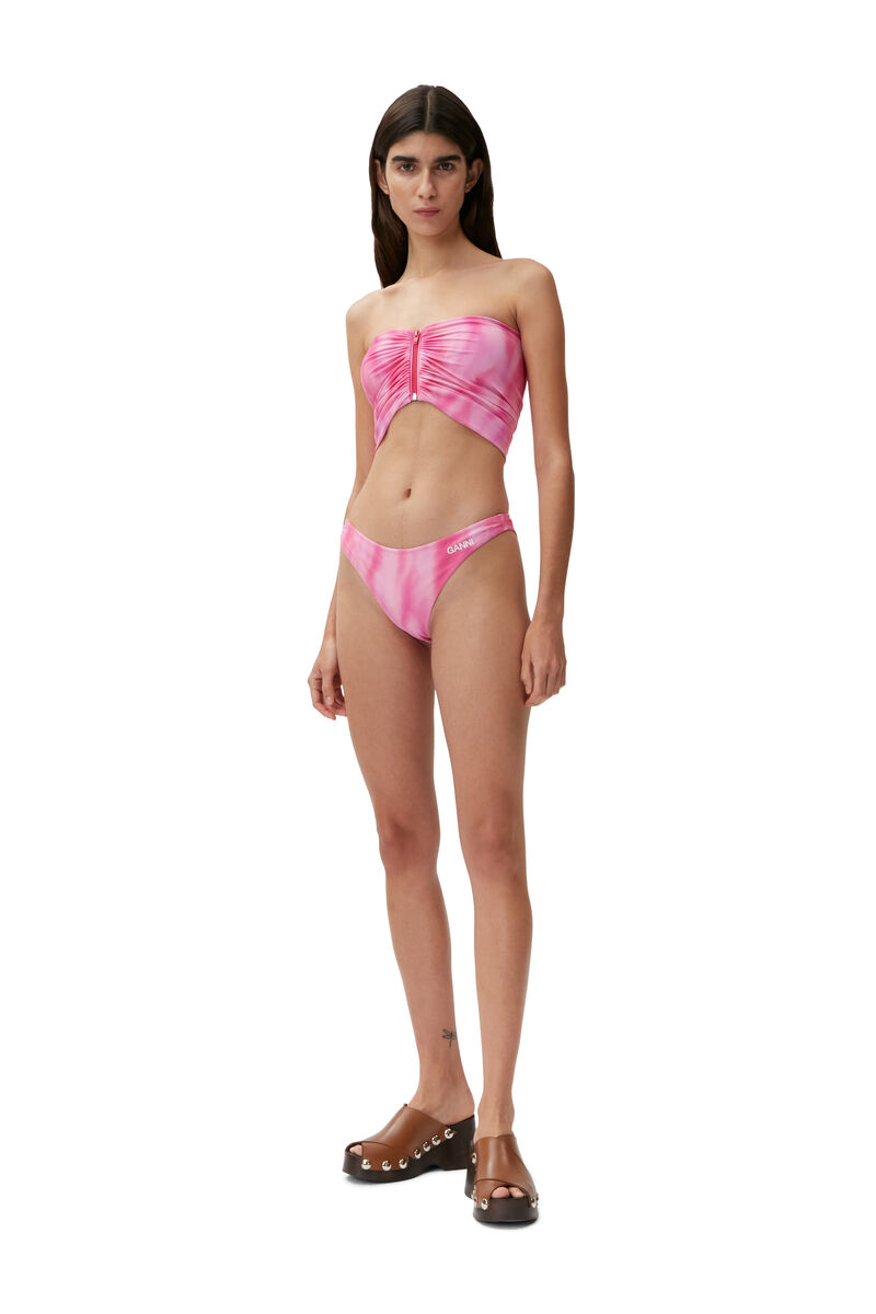 Bandeau Bikini Top, Elastane, in colour Dreamy Daze Phlox Pink - 2 - GANNI