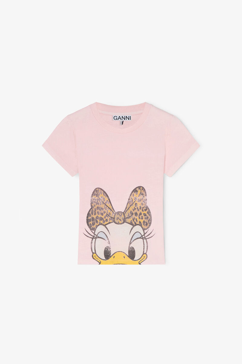 Daisy Duck Pink Baby Fit T-shirt, Recycled Cotton, in colour Chalk Pink - 1 - GANNI