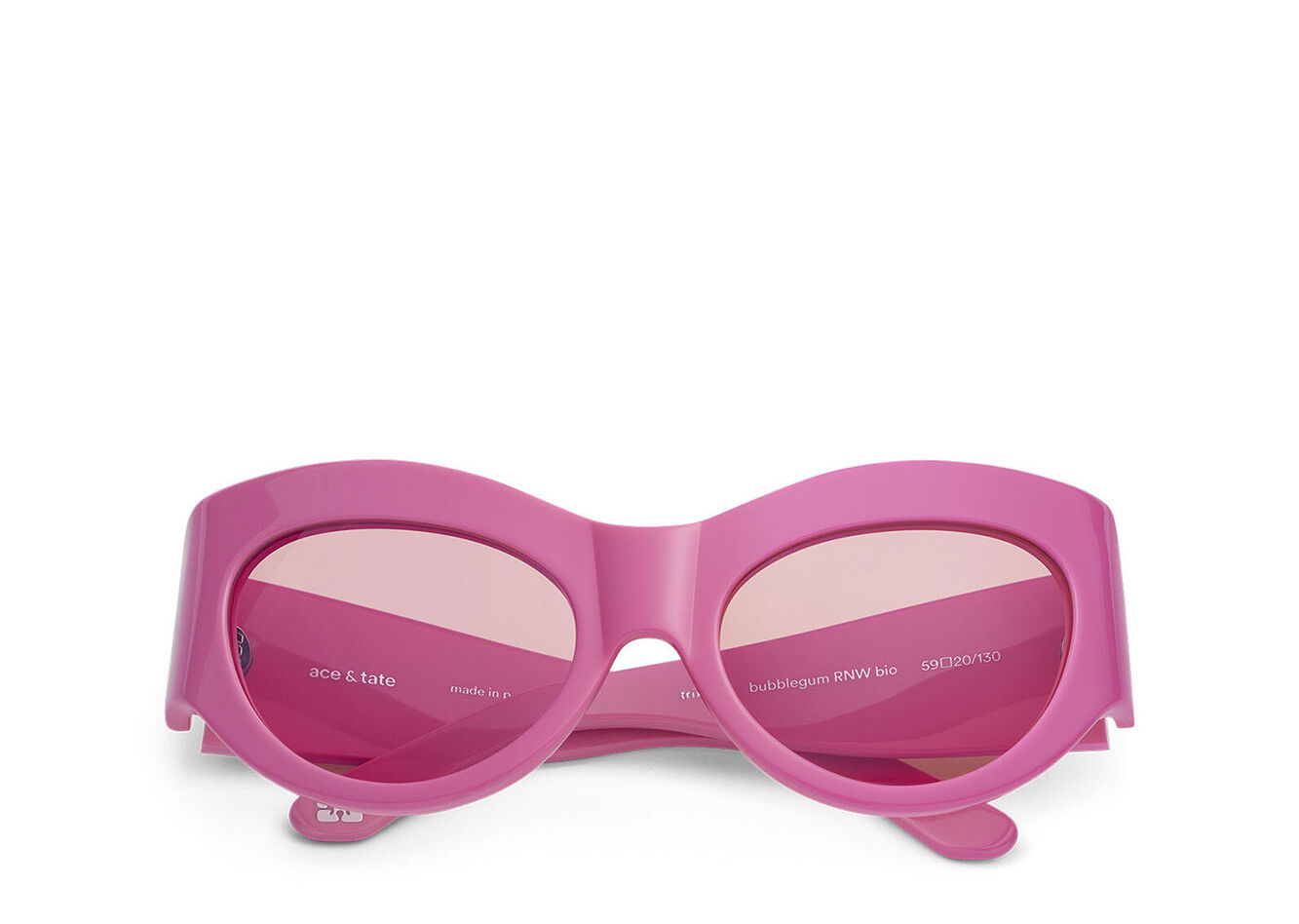 GANNI x Ace & Tate Trixie Solglasögon, Acetate, in colour Shocking Pink - 1 - GANNI