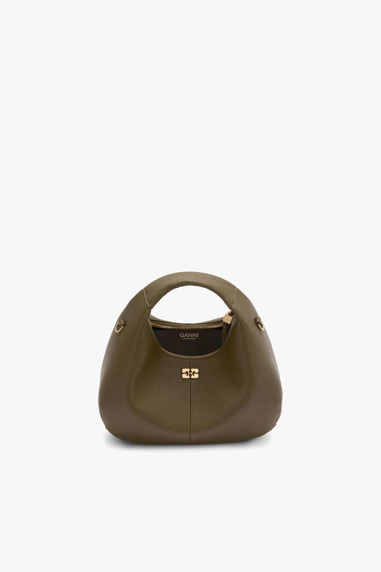 Mini Hobo Bag in Green, Recycled Polyester, in colour Military Olive - 3 - GANNI