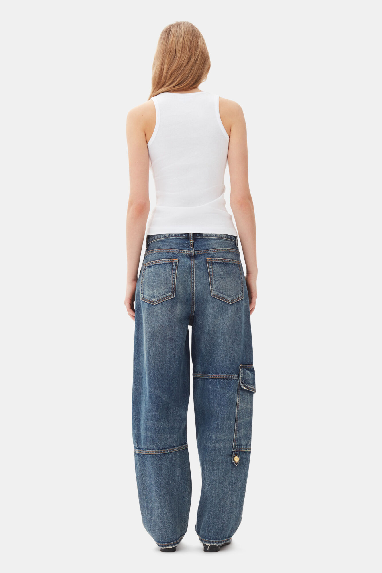 Dark Blue Carpenter Jeans, Cotton, in colour Mid Blue Vintage - 3 - GANNI