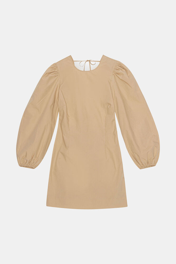 Cotton Poplin Open Back Mini Dress, Curds and Whey