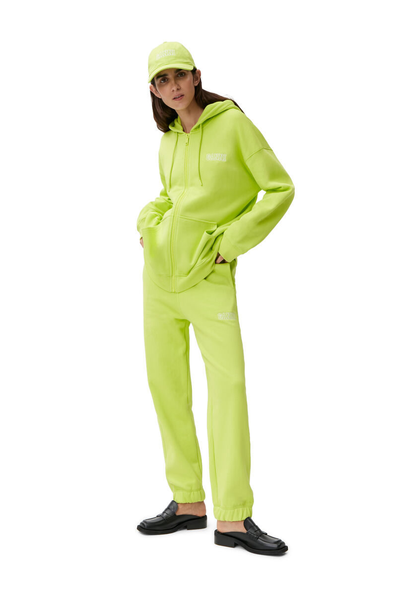 Sweat-shirt zippé oversize, Organic Cotton, in colour Lime Popsicle - 1 - GANNI