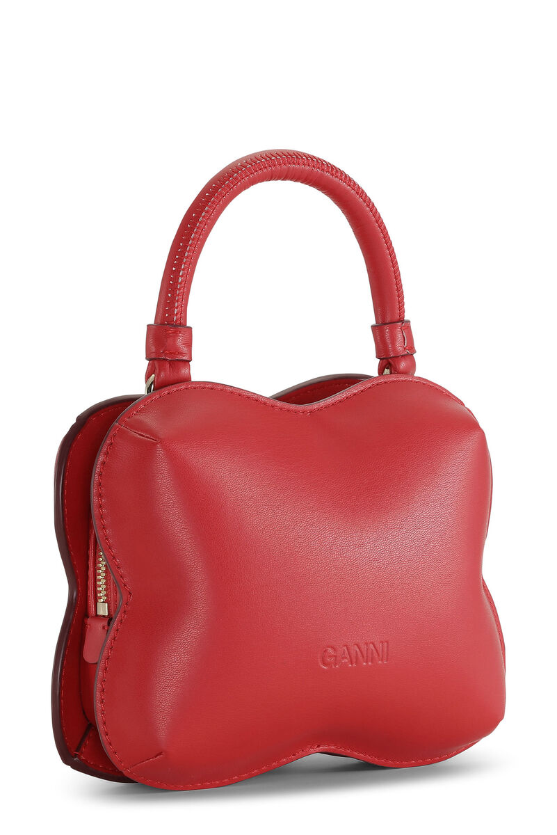Small Red Butterfly Crossbody Bag, Polyester, in colour Fiery Red - 2 - GANNI
