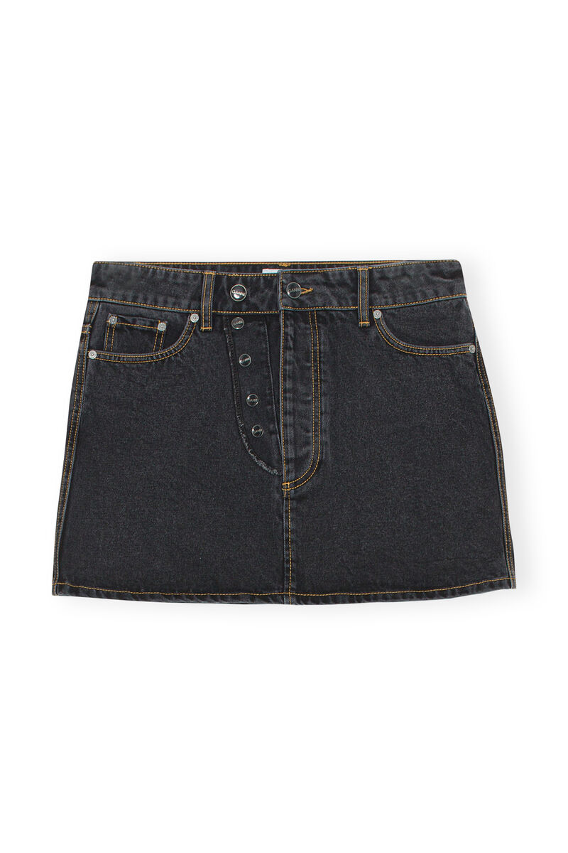Jeans-Minirock , Cotton, in colour Washed Black/Black - 1 - GANNI