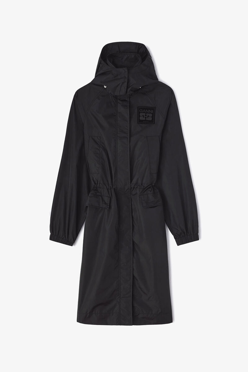 Nylon Parka Coat, in colour Jet Black - 1 - GANNI