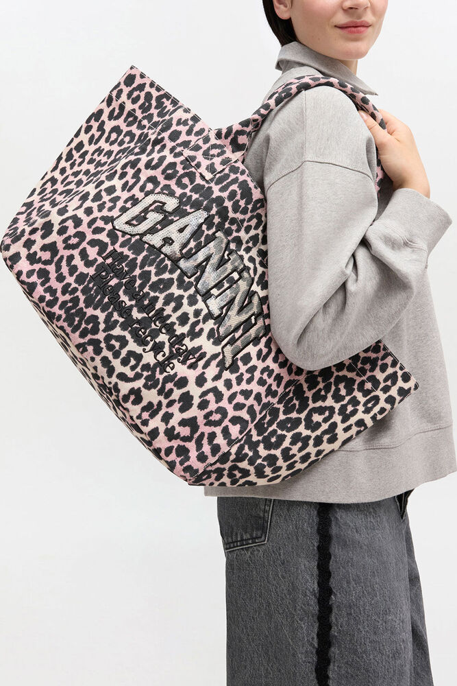 Leopard Medium Tote, Bleached Mauve