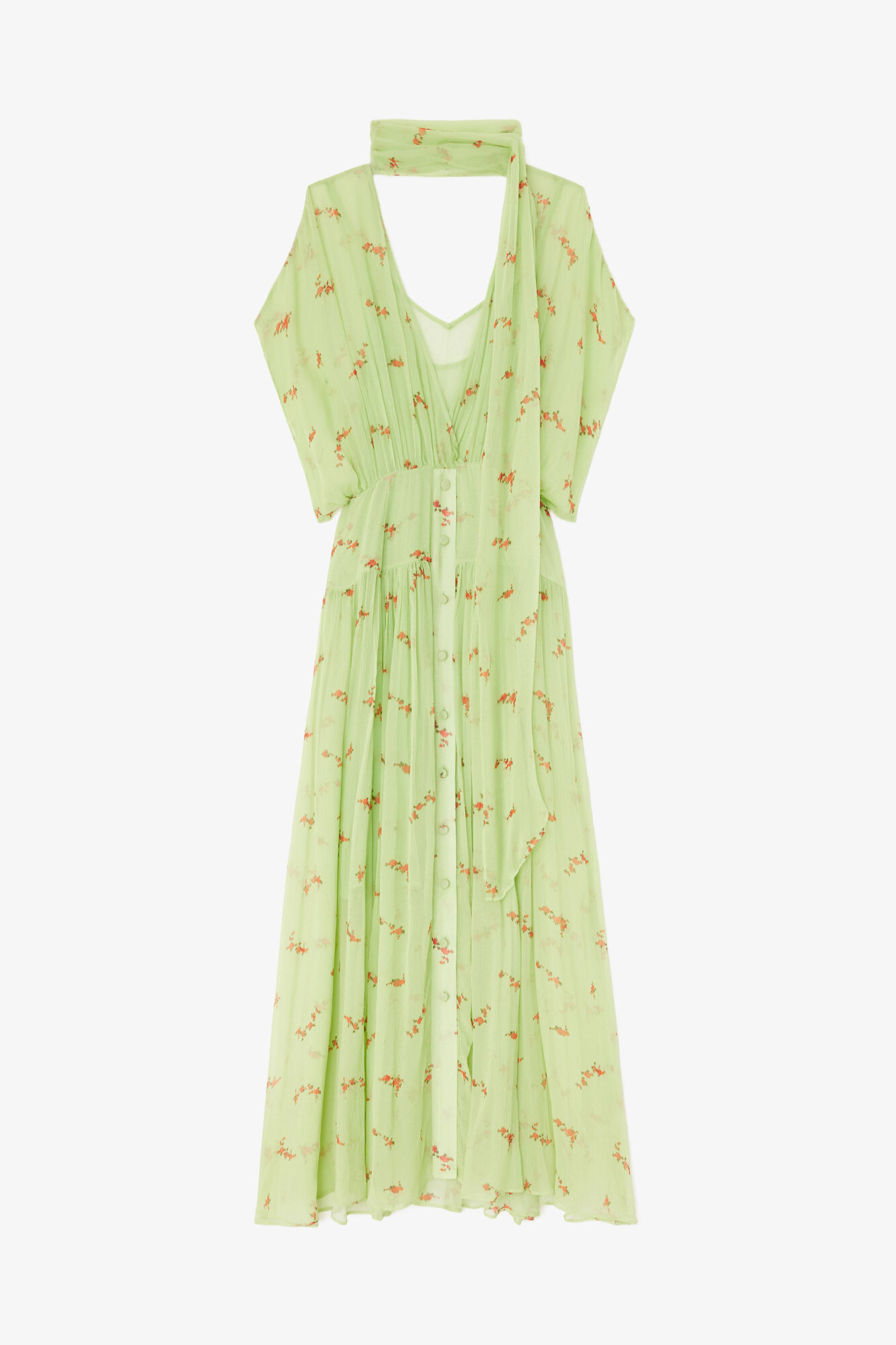 Dress in Green Silk | GANNI US