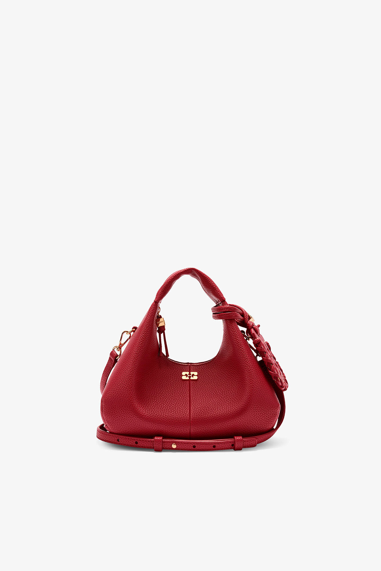 Red Dahlia Mini Hobo Bag in Grained | GANNI US
