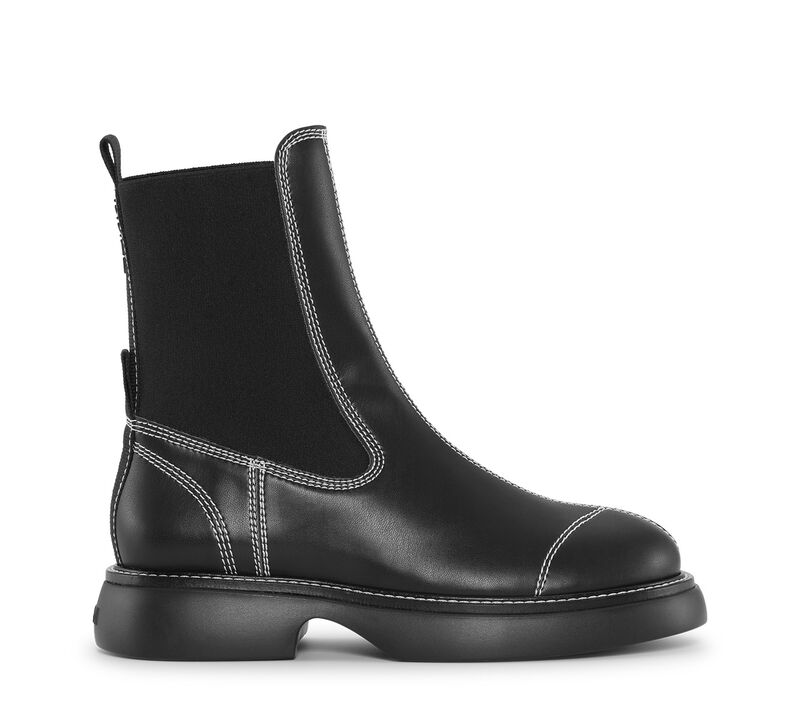 Black Everyday Mid Chelsea Boots, Cotton, in colour Black - 1 - GANNI