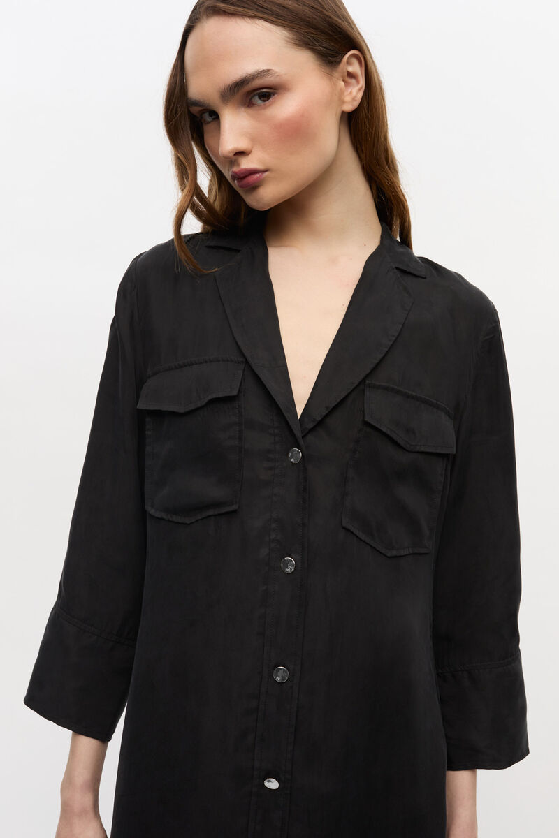 Black Fluid Cupro Maxi Dress, Cupro, in colour Black - 4 - GANNI