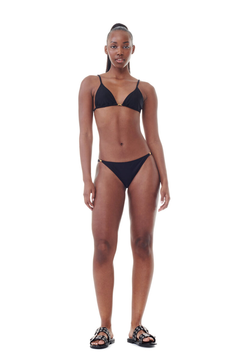 Black String Bikini överdel, Nylon, in colour Black - 2 - GANNI