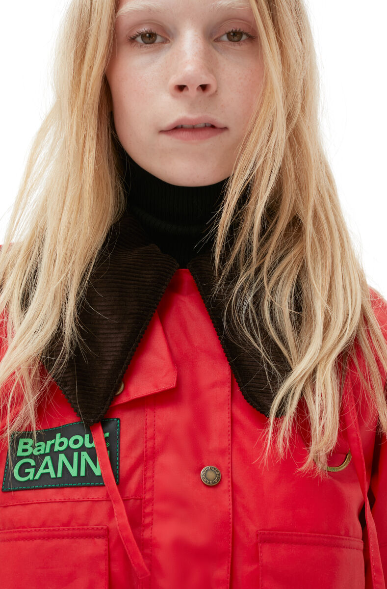 GANNI X Barbour Spey Jacket, in colour Fiery Red - 4 - GANNI