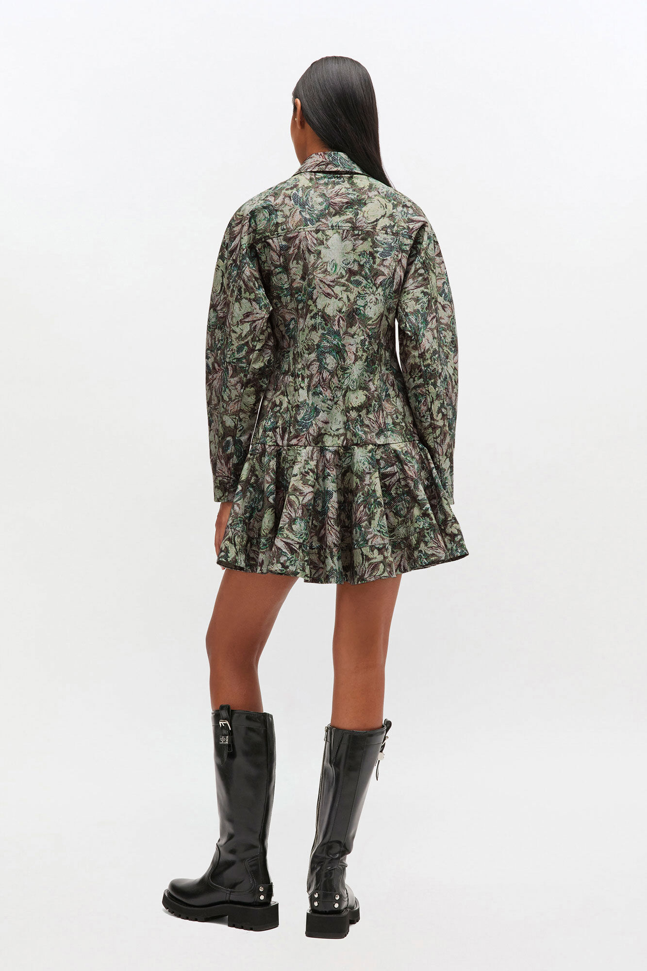 Tapestry Floral Shirt Dress, Organic Cotton, in colour Jadeite - 2 - GANNI