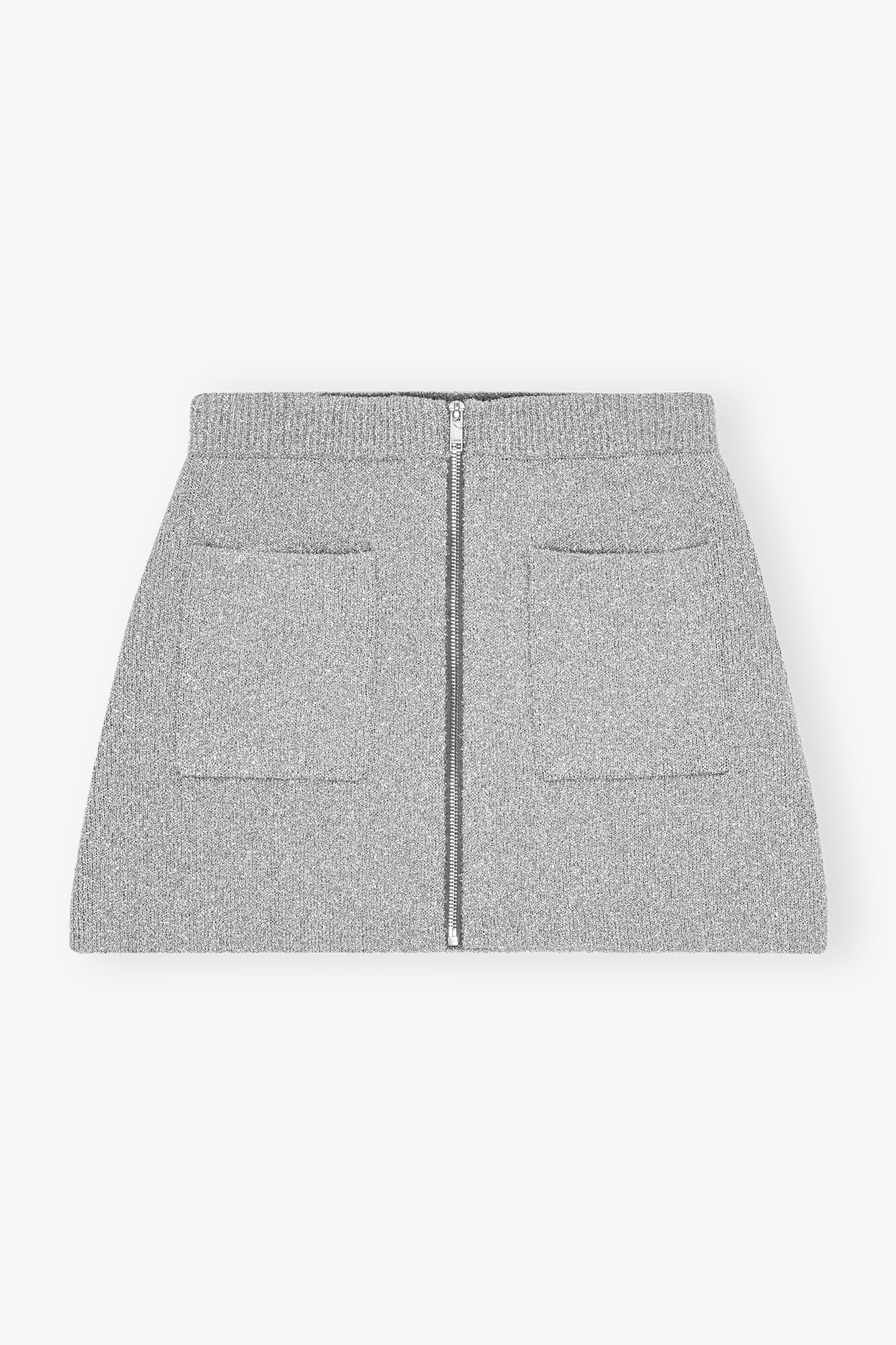 Silver Sparkle Mini Skirt, Metallic fiber, in colour Silver - 1 - GANNI