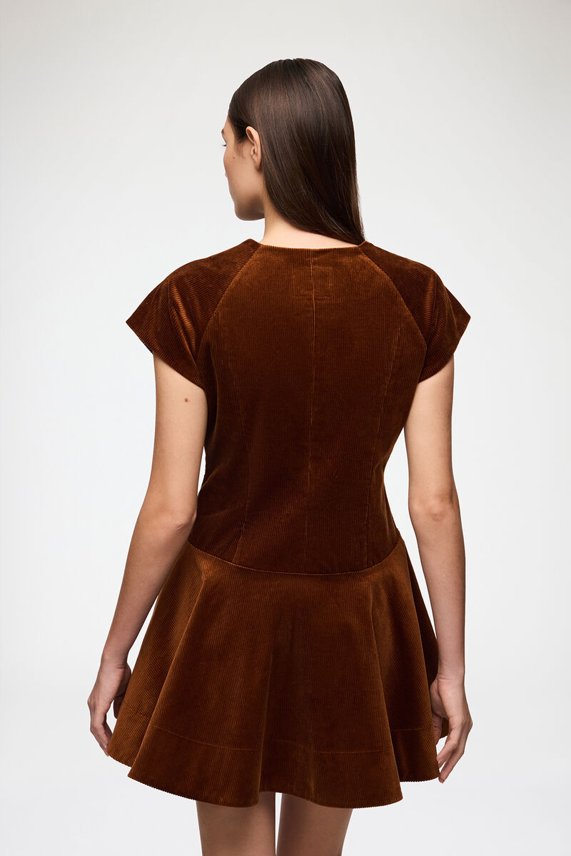 Kjole i brun fl&oslash;jl, Organic Cotton, in colour Tortoise Shell - 2 - GANNI