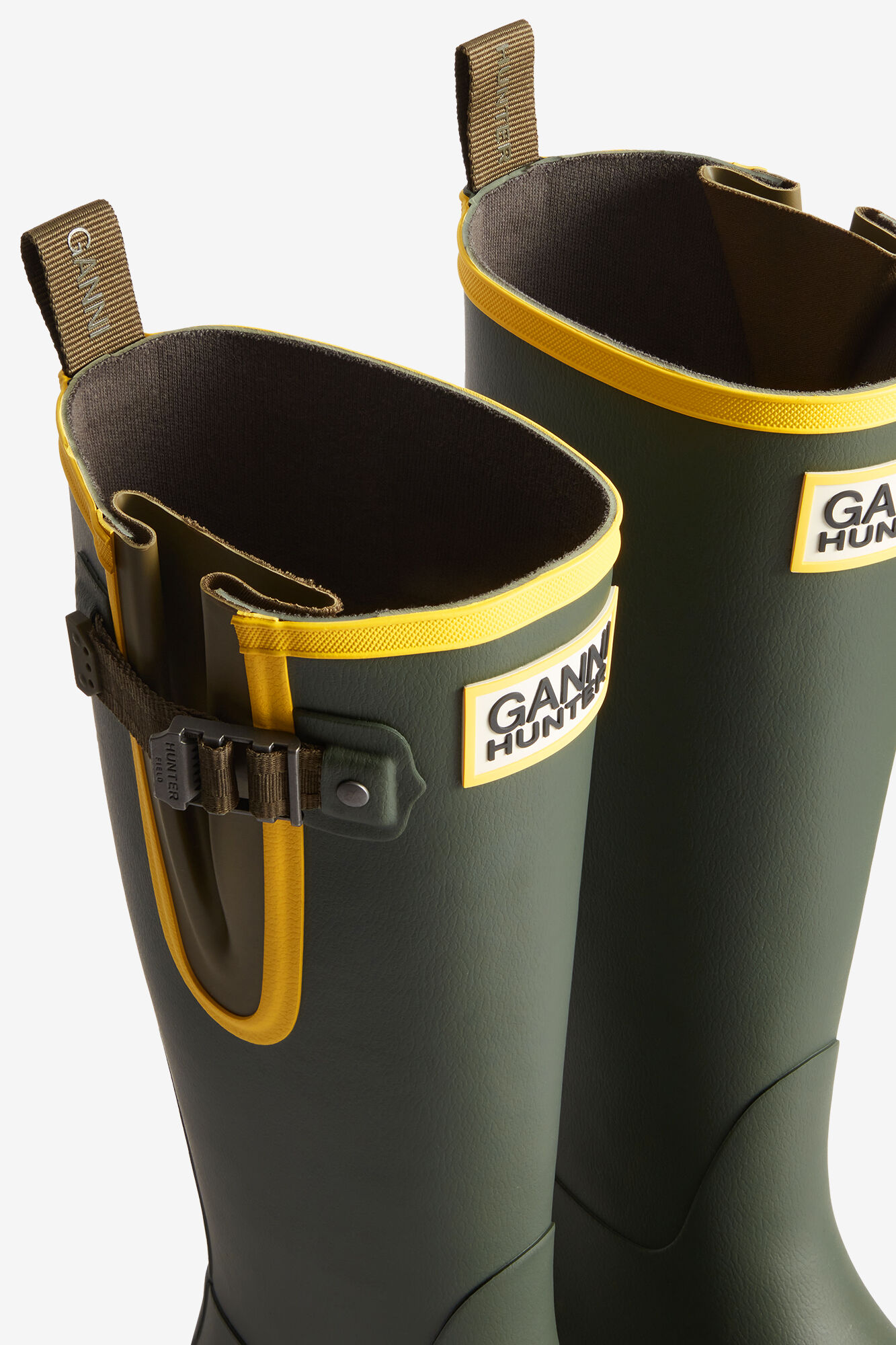 Downpour Tall Boots in Green, Rubber, in colour Dark Olive - 4 - GANNI