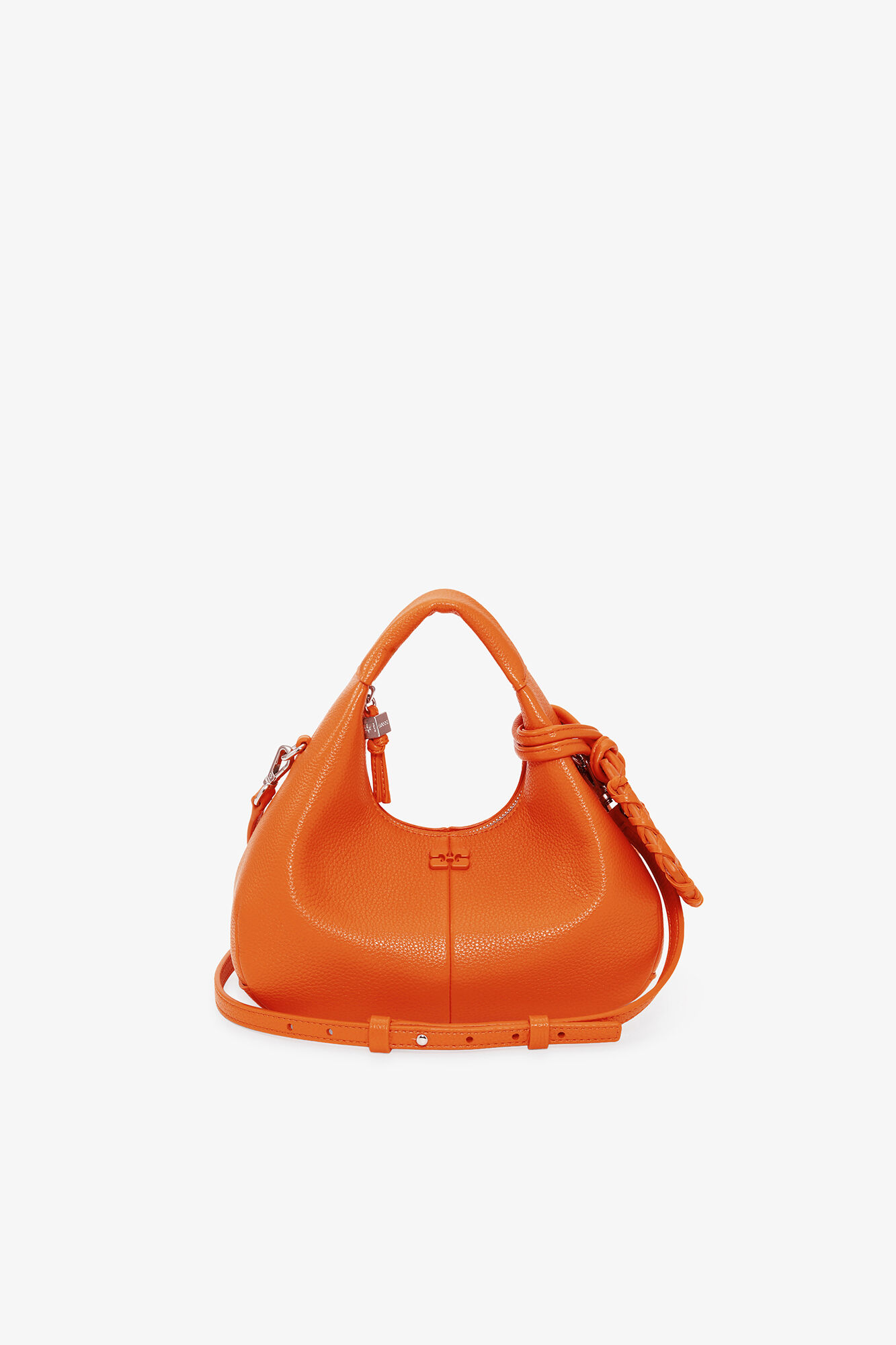 Orange Mini Hobo Bag, Recycled Polyester, in colour Russet Orange - 7 - GANNI