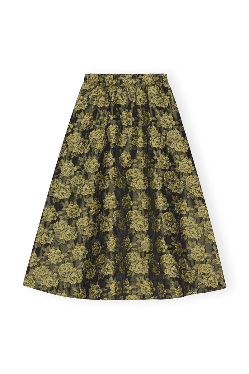 Flower Jacquard Suiting Maxi Skirt, Polyamide, in colour Lemon Zest - 1 - GANNI