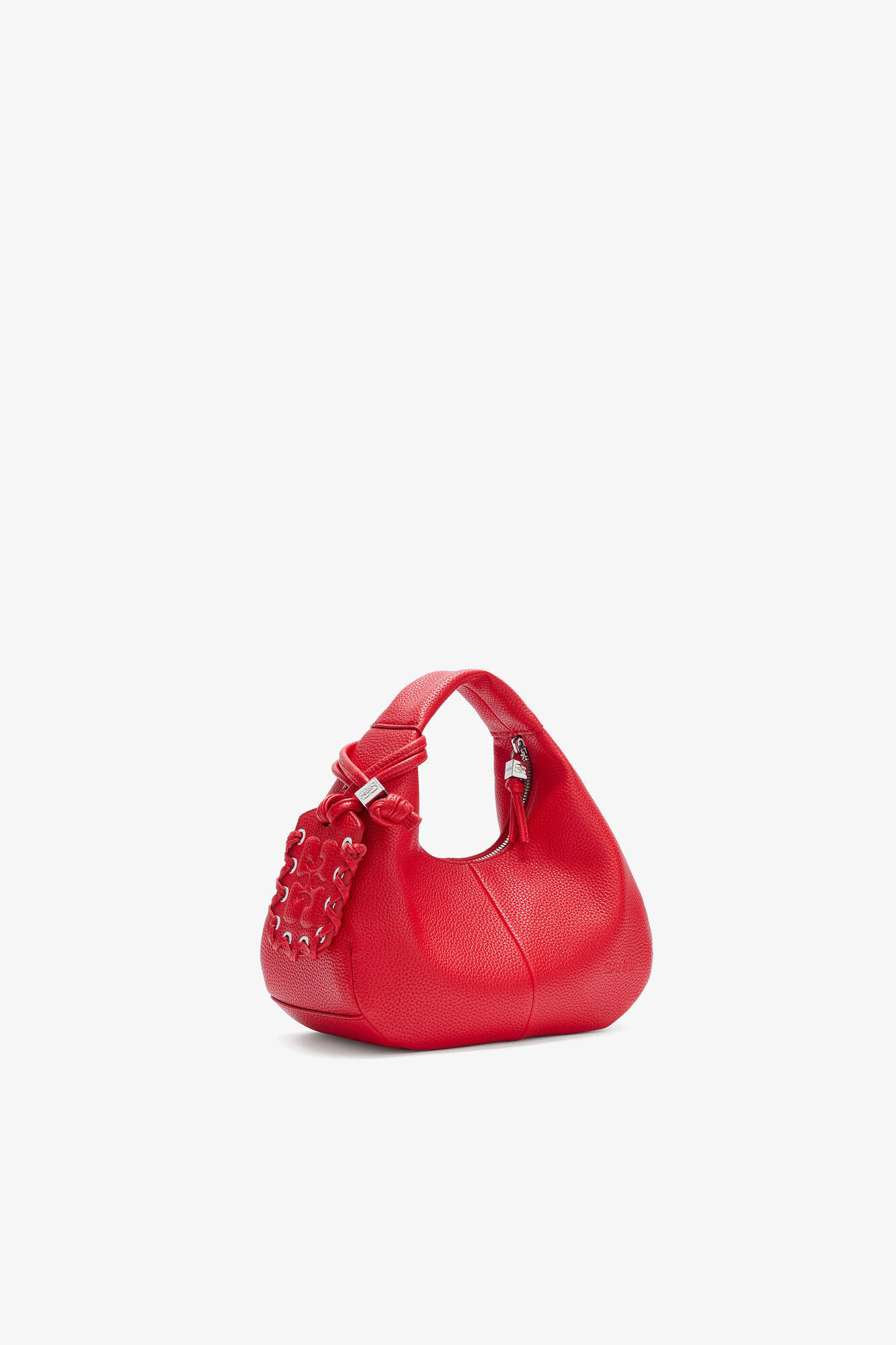 Mini Hobo Bag in Red, Recycled Polyester, in colour Goji Berry - 2 - GANNI